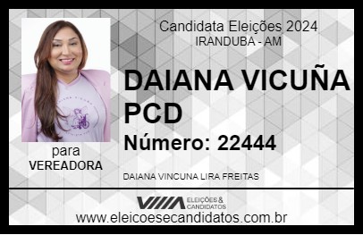 Candidato DAIANA VICUÑA PCD 2024 - IRANDUBA - Eleições