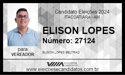 Candidato ELISON LOPES 2024 - ITACOATIARA - Eleições