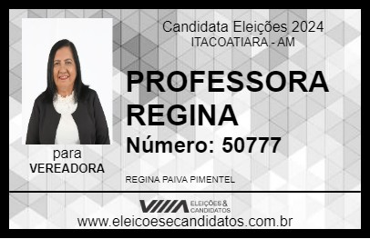 Candidato PROFESSORA REGINA 2024 - ITACOATIARA - Eleições