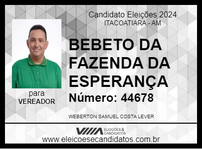 Candidato BEBETO DA FAZENDA DA ESPERANÇA 2024 - ITACOATIARA - Eleições