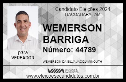 Candidato WEMERSON BARRIGA 2024 - ITACOATIARA - Eleições