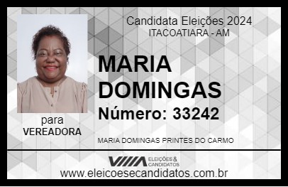 Candidato MARIA DOMINGAS 2024 - ITACOATIARA - Eleições