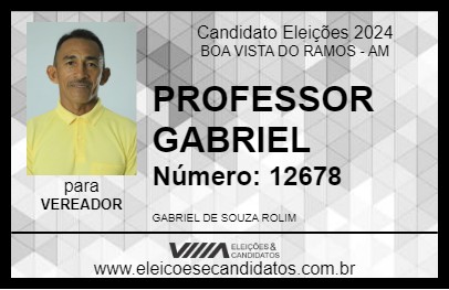 Candidato PROFESSOR GABRIEL 2024 - BOA VISTA DO RAMOS - Eleições