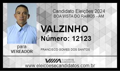 Candidato VALZINHO 2024 - BOA VISTA DO RAMOS - Eleições