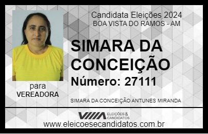 Candidato SIMARA DA CONCEIÇÃO 2024 - BOA VISTA DO RAMOS - Eleições