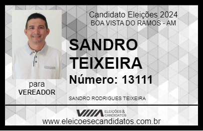 Candidato SANDRO TEIXEIRA 2024 - BOA VISTA DO RAMOS - Eleições