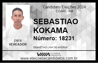 Candidato SEBASTIAO KOKAMA 2024 - COARI - Eleições