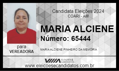 Candidato MARIA ALCIENE 2024 - COARI - Eleições