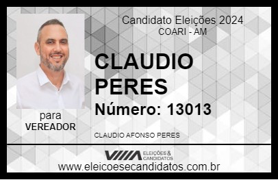 Candidato CLAUDIO PERES 2024 - COARI - Eleições