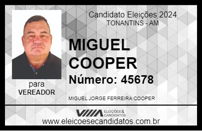 Candidato MIGUEL COOPER 2024 - TONANTINS - Eleições