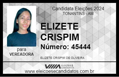 Candidato ELIZETE CRISPIM 2024 - TONANTINS - Eleições