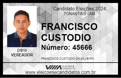 Candidato FRANCISCO CUSTODIO 2024 - TONANTINS - Eleições