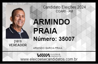 Candidato ARMINDO PRAIA 2024 - COARI - Eleições