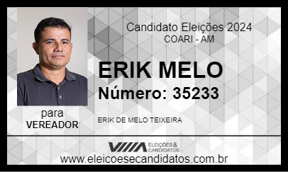 Candidato ERIK MELO 2024 - COARI - Eleições