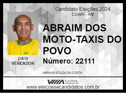 Candidato ABRAIM DOS MOTO-TAXIS DO POVO 2024 - COARI - Eleições