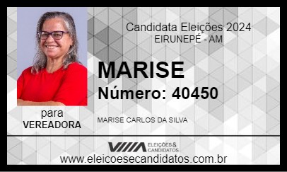 Candidato MARISE 2024 - EIRUNEPÉ - Eleições