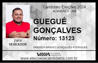 Candidato GUEGUÉ GONÇALVES 2024 - ALVARÃES - Eleições