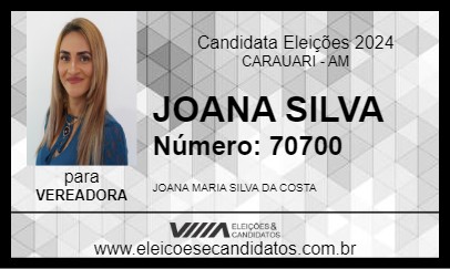 Candidato JOANA SILVA 2024 - CARAUARI - Eleições