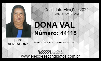 Candidato DONA VAL 2024 - CANUTAMA - Eleições