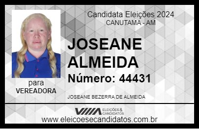 Candidato JOSEANE ALMEIDA 2024 - CANUTAMA - Eleições