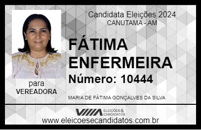 Candidato FÁTIMA ENFERMEIRA 2024 - CANUTAMA - Eleições