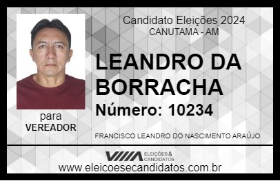 Candidato LEANDRO DA BORRACHA 2024 - CANUTAMA - Eleições