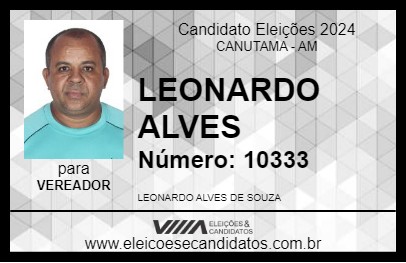 Candidato LEONARDO ALVES 2024 - CANUTAMA - Eleições