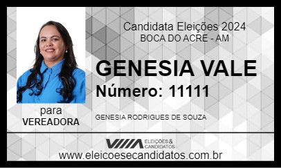 Candidato GENESIA VALE 2024 - BOCA DO ACRE - Eleições