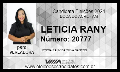 Candidato LETICIA RANY 2024 - BOCA DO ACRE - Eleições