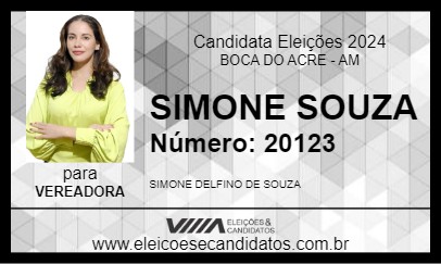 Candidato SIMONE SOUZA 2024 - BOCA DO ACRE - Eleições