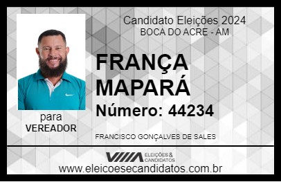 Candidato FRANÇA MAPARÁ 2024 - BOCA DO ACRE - Eleições