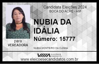 Candidato NUBIA DA IDÁLIA 2024 - BOCA DO ACRE - Eleições