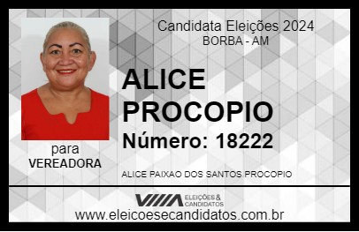 Candidato ALICE PROCOPIO 2024 - BORBA - Eleições