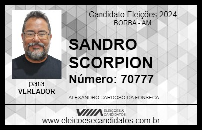 Candidato SANDRO SCORPION 2024 - BORBA - Eleições