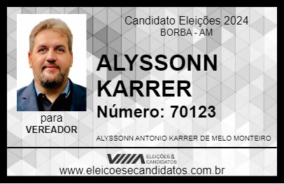 Candidato ALYSSONN KARRER 2024 - BORBA - Eleições