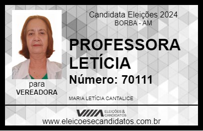 Candidato PROFESSORA LETÍCIA 2024 - BORBA - Eleições