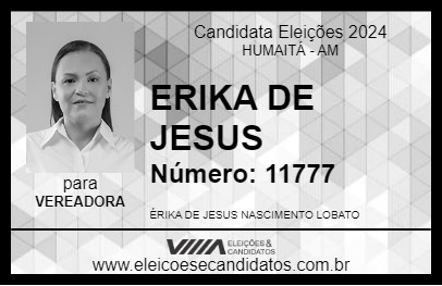 Candidato ERIKA DE JESUS 2024 - HUMAITÁ - Eleições