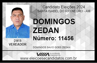 Candidato DOMINGOS ZEDAN 2024 - SANTA ISABEL DO RIO NEGRO - Eleições