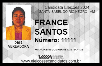 Candidato FRANCE SANTOS 2024 - SANTA ISABEL DO RIO NEGRO - Eleições