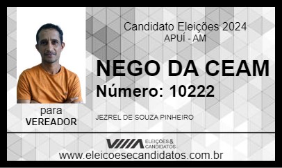 Candidato NEGO DA CEAM 2024 - APUÍ - Eleições