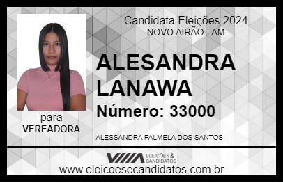 Candidato ALESSANDRA LANAWA 2024 - NOVO AIRÃO - Eleições