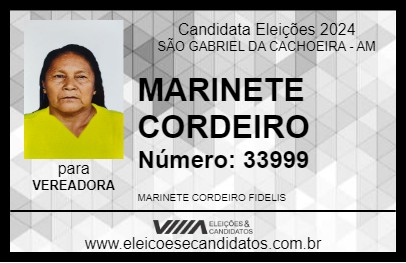 Candidato MARINETE CORDEIRO 2024 - SÃO GABRIEL DA CACHOEIRA - Eleições