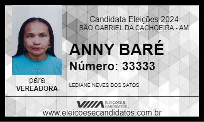 Candidato ANNY BARÉ 2024 - SÃO GABRIEL DA CACHOEIRA - Eleições