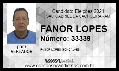 Candidato FANOR LOPES 2024 - SÃO GABRIEL DA CACHOEIRA - Eleições