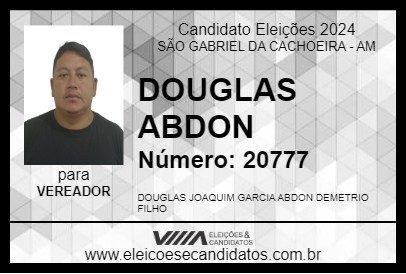 Candidato DOUGLAS ABDON 2024 - SÃO GABRIEL DA CACHOEIRA - Eleições