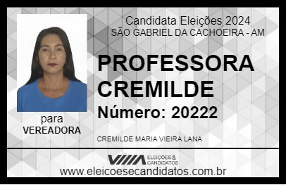 Candidato PROFESSORA CREMILDE 2024 - SÃO GABRIEL DA CACHOEIRA - Eleições