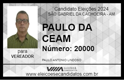 Candidato PAULO DA CEAM 2024 - SÃO GABRIEL DA CACHOEIRA - Eleições