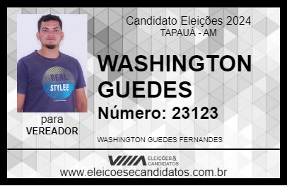 Candidato WASHINGTON GUEDES 2024 - TAPAUÁ - Eleições