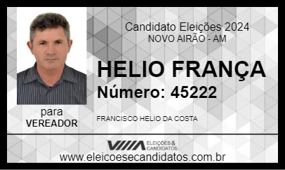 Candidato HELIO FRANÇA 2024 - NOVO AIRÃO - Eleições