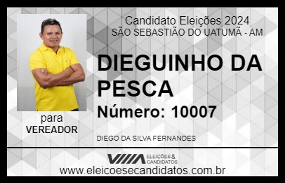 Candidato DIEGUINHO DA PESCA 2024 - SÃO SEBASTIÃO DO UATUMÃ - Eleições